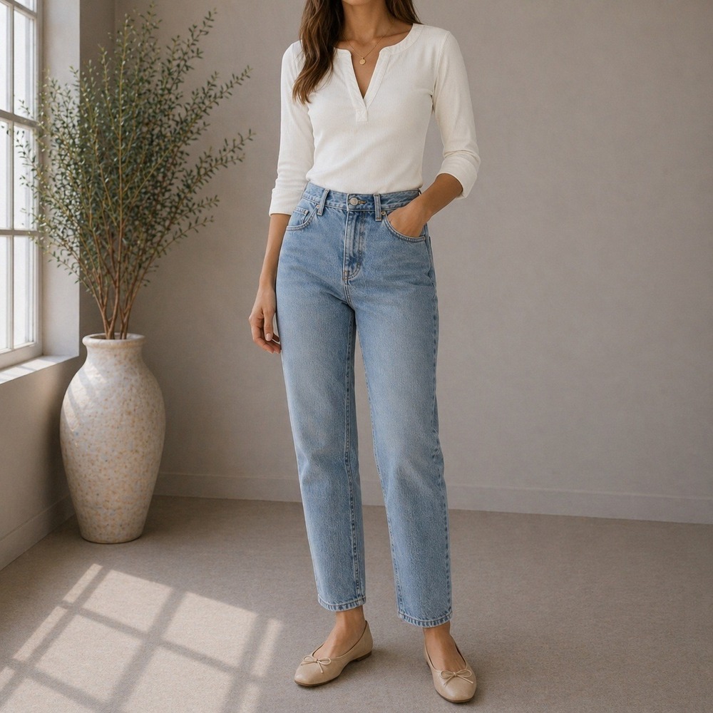 Maeve Anthropologie Popover Top Women Small White Ribbed Cuffed Capsule Wardrobe